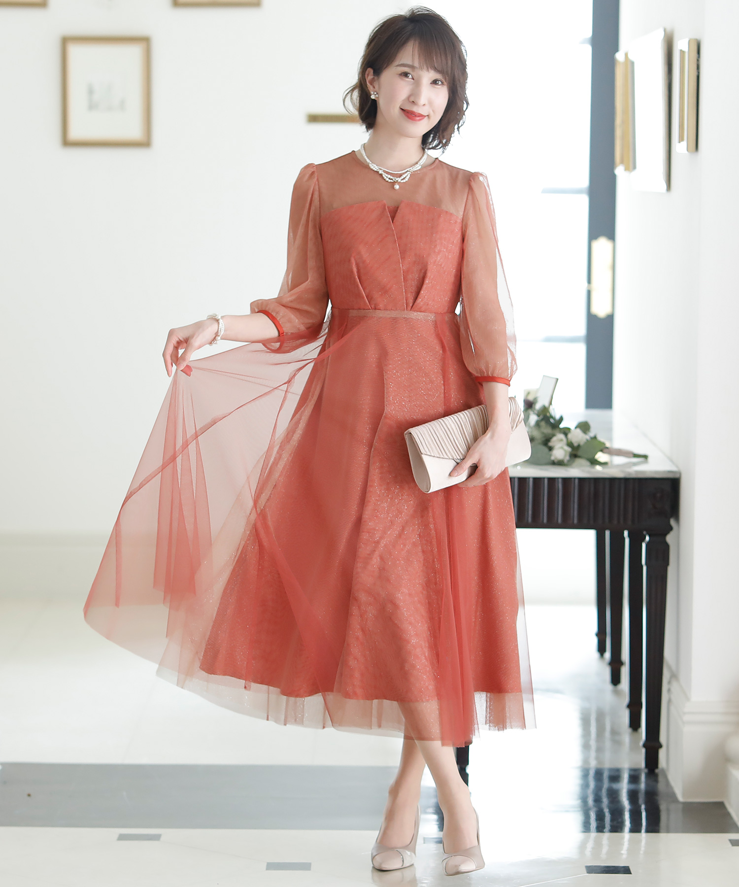 玄関先迄納品 ビスチェ風トップス ラメチュール結婚式ワンピース ドレス ドレス Alrc Asia