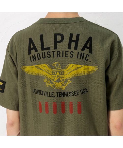 MAC HOUSE(men)(マックハウス（メンズ）)/ALPHA アルファ ヘリンボーン半袖プリントTシャツ TC1477－0/img12