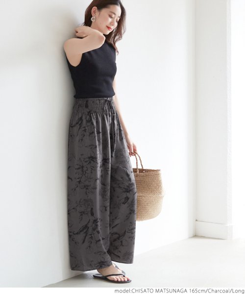 コカ Coca リラックスパンツ ボタニカル柄ワイドパンツ Magaseek