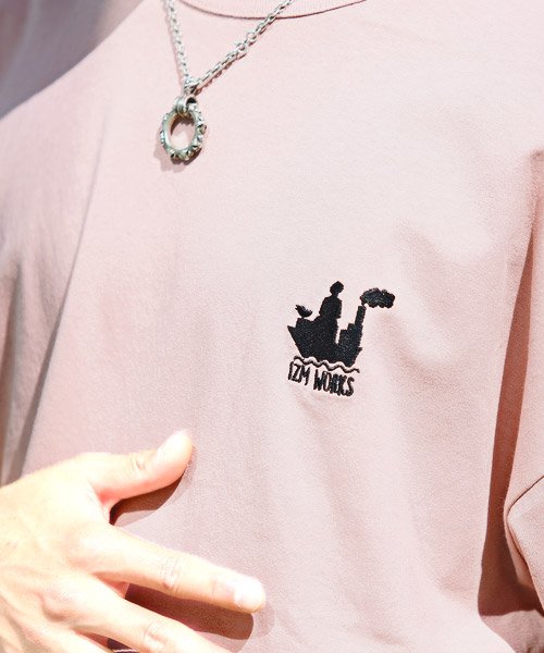 LUXSTYLE(ラグスタイル)/米綿天竺刺繍バックイラストプリントTシャツ/Tシャツ メンズ 半袖 ビッグシルエット 刺繍 プリント イラスト/img21