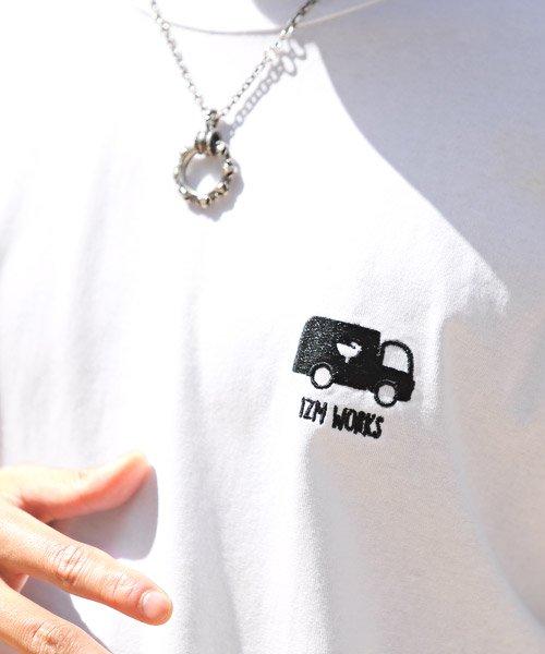 LUXSTYLE(ラグスタイル)/米綿天竺刺繍バックイラストプリントTシャツ/Tシャツ メンズ 半袖 ビッグシルエット 刺繍 プリント イラスト/img22
