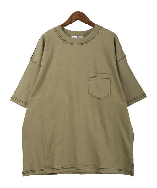 LUXSTYLE(ラグスタイル)/ヘビーウェイトステッチデザインTシャツ/Tシャツ メンズ 半袖 ビッグシルエット ステッチ 胸ポケット/img10