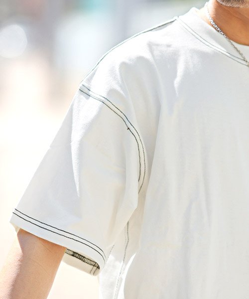 LUXSTYLE(ラグスタイル)/ヘビーウェイトステッチデザインTシャツ/Tシャツ メンズ 半袖 ビッグシルエット ステッチ 胸ポケット/img16