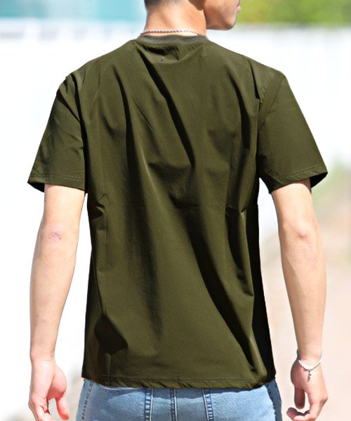LUXSTYLE(ラグスタイル)/ナイロンストレッチ半袖ポケットTシャツ/Tシャツ 半袖 メンズ ストレッチ ポケット/img01