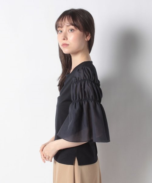 MISS J(ミス　ジェイ)/【洗える】ソフトベア天+スパンローン ギャザースリーブTシャツ/img01