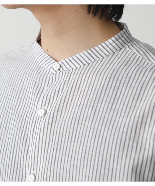 AZUL by moussy(アズールバイマウジー)/LINEN MIX NO COLLAR SHIRT/img16