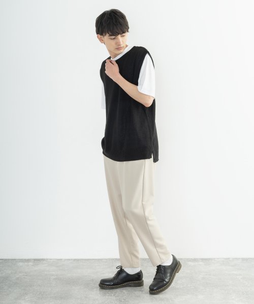 アンサンブル ビッグtシャツ ニットベスト メンズ 半袖 カットソー インナー カジュアル きれいめ シンプル ビッグシルエット オーバーサイズ 無地 春夏 重 ロッキーモンロー Rocky Monroe Magaseek