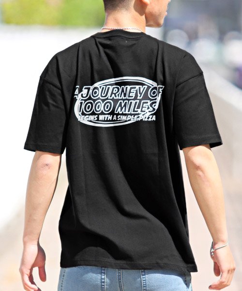 LUXSTYLE(ラグスタイル)/米綿天竺ワッペンバックロゴプリントTシャツ/Tシャツ メンズ 半袖 ビッグシルエット ワッペン ロゴ プリント/img01