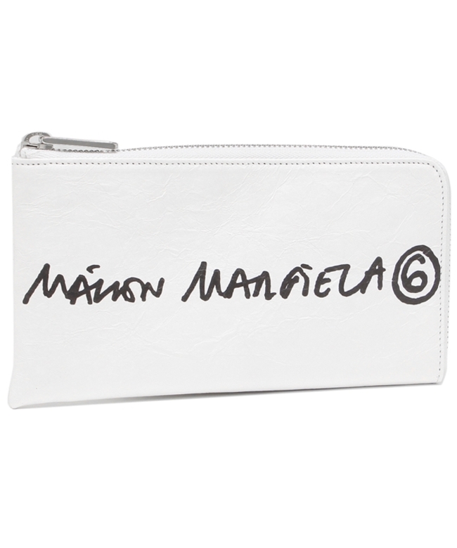 エムエムシックス メゾンマルジェラ 長財布 ハンドプリント ナンバーロゴ ホワイト レディース MM6 Maison Margiela  S54UI0123 P4