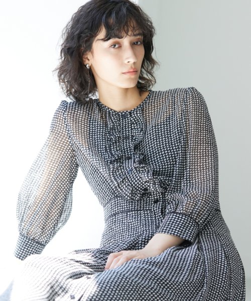 セール ドットプリントタックワンピース アナイ Anayi Magaseek