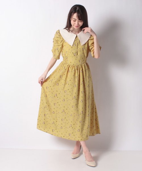 セール 花柄白衿パワショルワンピース オリーブデオリーブ Olive Des Olive Magaseek