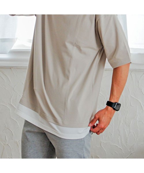 VICCI(ビッチ)/VICCI フェイクレイヤードクルーネック半袖ビッグTシャツ メンズ 半袖 ブランド 大きいサイズ ビッグシルエット オーバーサイズ 大人 無地 レイヤード 重/img09
