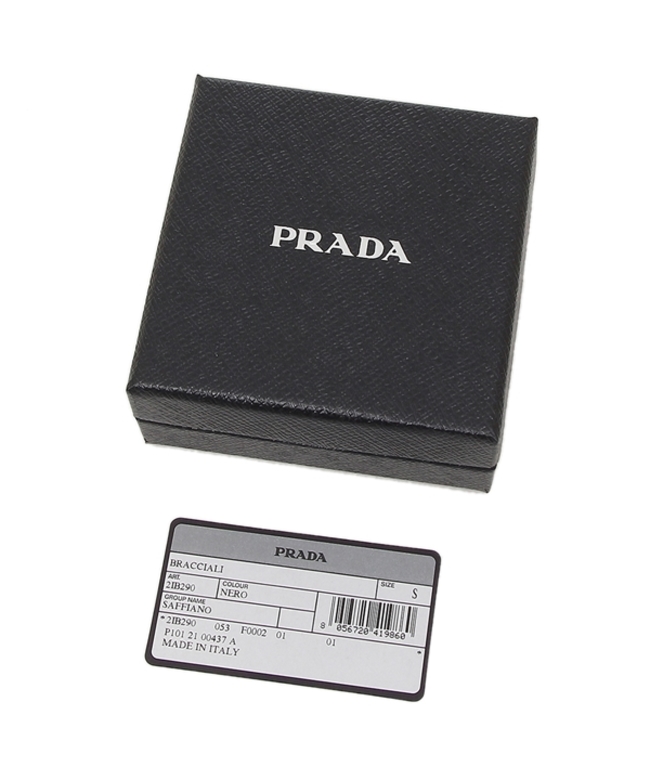 プラダ ブレスレット アクセサリー サフィアーノ レザー バングル ブラック メンズ PRADA 2IB290 053 F0002