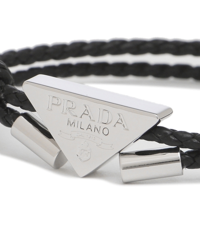 プラダ ブレスレット アクセサリー ナッパレザー バングル ブラック メンズ PRADA 2IB364 038 F0002