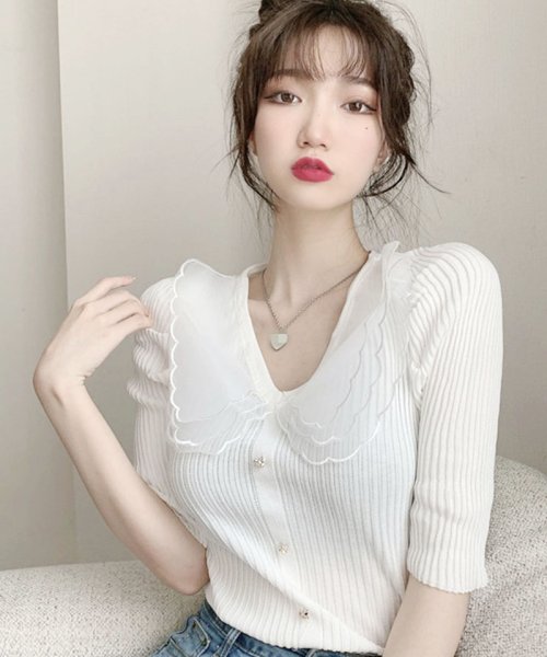 セール 襟付き Tシャツ 半袖トップス かわいい 5分袖 レース襟 カジュアル トレンドtシャツ 大きめ襟 夏服 Vネック セイヘイショップ Seiheishop Magaseek セール 襟付き Tシャツ 半袖トップス かわいい 5分袖 レース襟 カジュアル トレンドtシャツ 大きめ襟 夏服 Vネック セイヘイショップ Seiheishop Magaseek