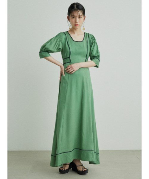 カラーパイピングロングワンピース リリー ブラウン Lily Brown Magaseek