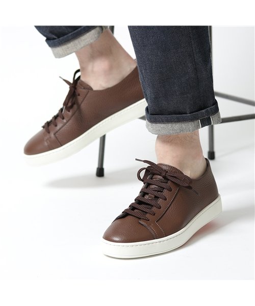 セール Santoni サントーニ Mbcnba6cmias40 レザー ローカットスニーカー レースアップ 靴 ダークブラウン メンズ サントーニ Santoni Magaseek