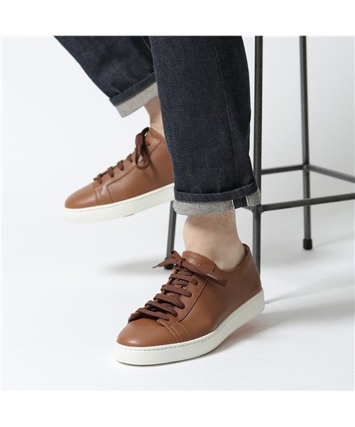 セール Santoni サントーニ Mbcnba6cmiac50 レザー ローカットスニーカー レースアップ 靴 ブラウン メンズ サントーニ Santoni Magaseek