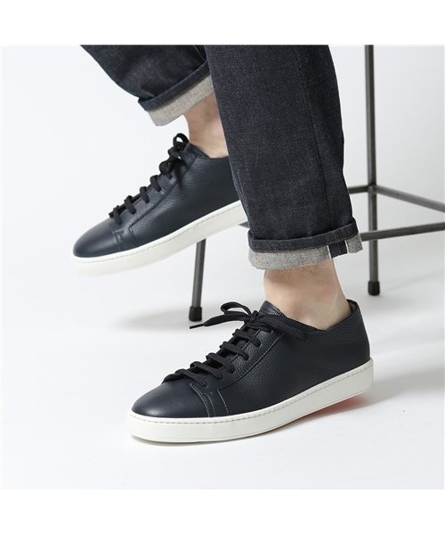 セール Santoni サントーニ Mbcnba6cmiau55 レザー ローカットスニーカー レースアップ 靴 ネイビー メンズ サントーニ Santoni Magaseek