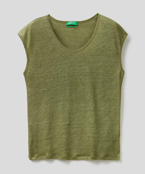 BENETTON (women)(ベネトン（レディース）)/ラウンドネックフレンチスリーブリネンTシャツ・カットソー/img31