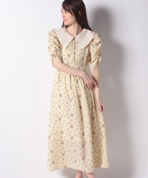 セール 花柄白衿パワショルワンピース オリーブデオリーブ Olive Des Olive Magaseek