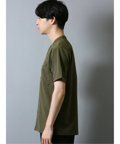 TAKA-Q(タカキュー)/カットジョーゼット バンドカラー半袖シャツ/img01