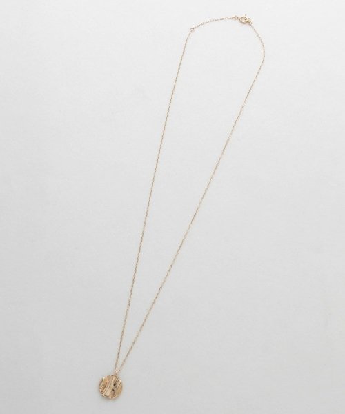 K10ウエーブプレート ラウンド ネックレス 