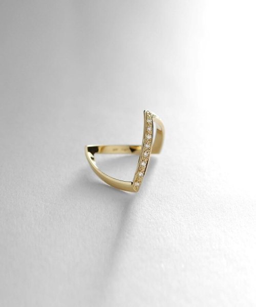 K18ダイヤモンド V字リング 