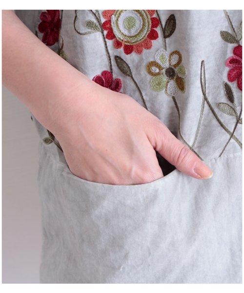 Sawa a la mode(サワアラモード)/花刺繍の5分袖チュニックワンピース/img04