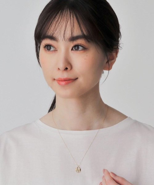 K10ウエーブプレート ラウンド ネックレス 