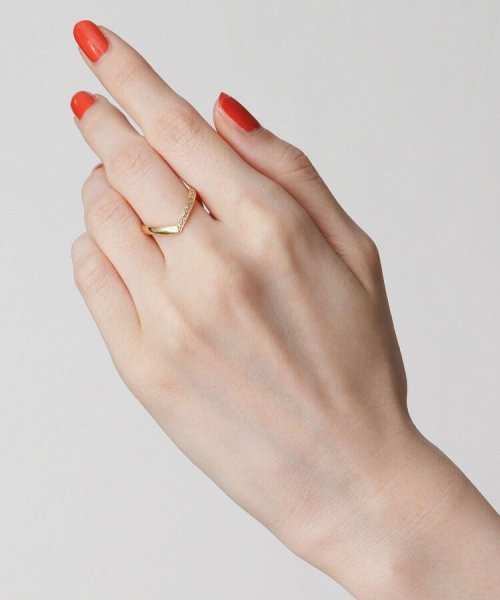 K18ダイヤモンド V字リング 