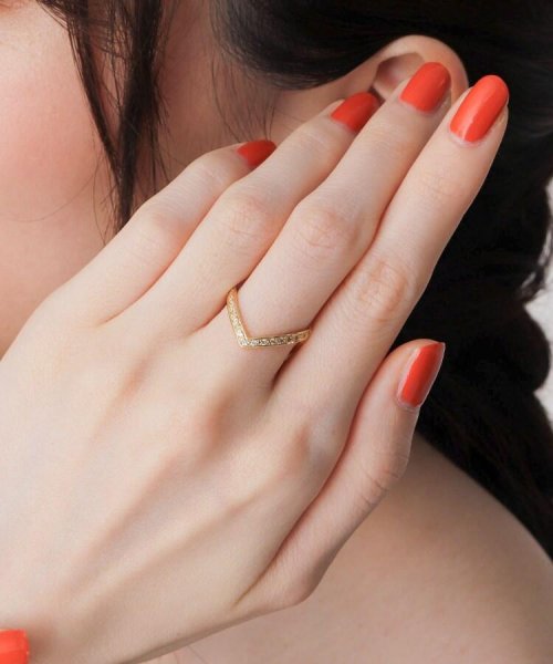 K18ダイヤモンド V字リング 