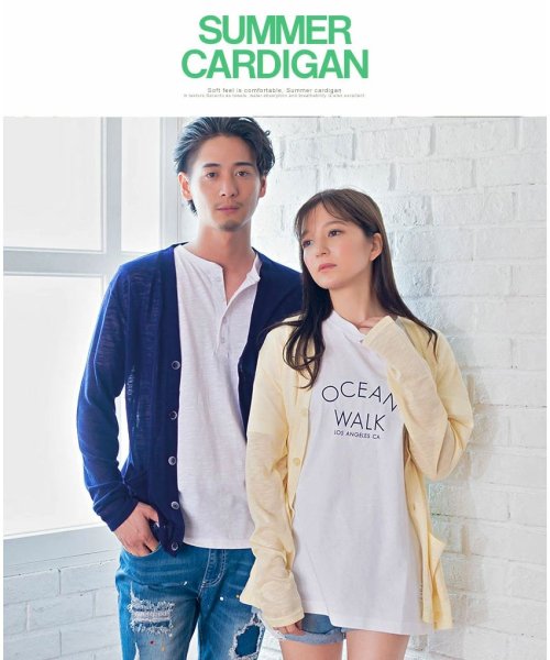 VICCI(ビッチ)/VICCI カラバリサマーニット長袖カーディガン 薄手 サマーニット  ユニセックス 男女兼用 サーフ 海 コンパクト 軽量 【C】/img06