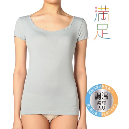 manzoku(満足)/福助 公式 レディース 満足 調温インナー 3分袖 シャツ/img01