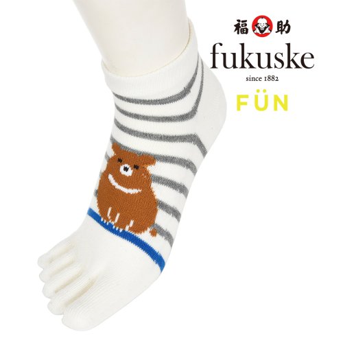 fukuske FUN(フクスケ ファン)/福助 公式 レディース fukuske FUN ボーダー 5本指 スニーカー丈 ソックス/img01