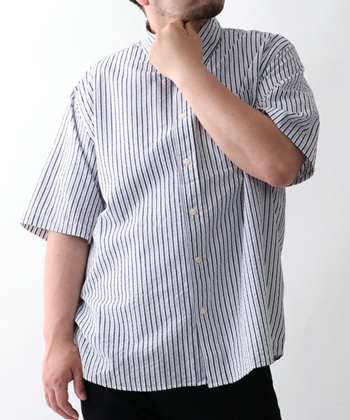 MARUKAWA(大きいサイズのマルカワ)/大きいサイズ 2L 3L 4L 5L 半袖 綿麻 ボタンダウンシャツ メンズ カジュアル コットン リネン チェック ストライプ/img15