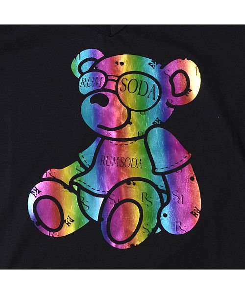 SB Select(エスビーセレクト)/RUMSODA レインボーベア箔プリントVネック半袖Tシャツ レインボーカラー クマ 熊 ユニセックス ストリート 綿ポリ カジュアル/img06