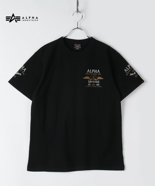 ALPHA INDUSTRIES(アルファインダストリーズ)/【ALPHA】 アルファ ヘリンボーンプリント半袖Tシャツ/img02