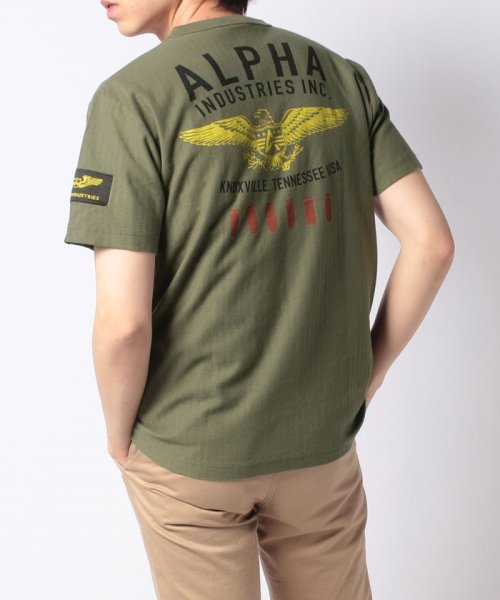 ALPHA INDUSTRIES(アルファインダストリーズ)/【ALPHA】 アルファ ヘリンボーンプリント半袖Tシャツ/img19