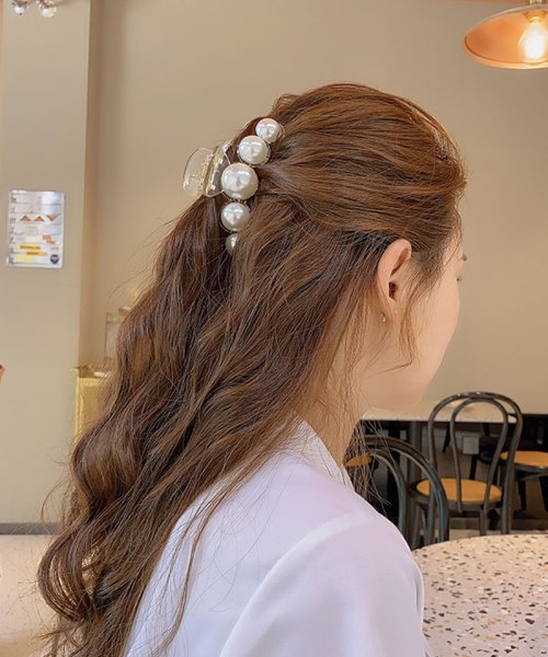 shoppinggo(ショッピングゴー)/パール バンスクリップ ヘアクリップ 大粒パール バレッタ まとめ髪 髪飾り ヘアアクセサリー 髪留め ヘアアレンジ アクセント/img11