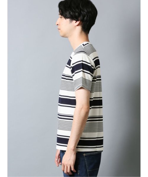 TAKA-Q(タカキュー)/杢リップルボーダー Vネック半袖Tシャツ/img01
