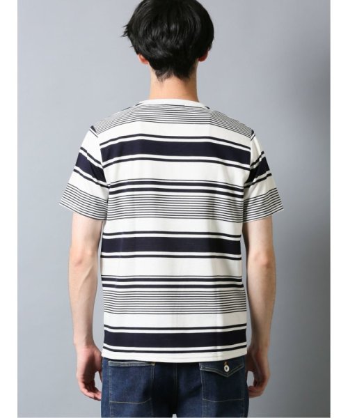 TAKA-Q(タカキュー)/杢リップルボーダー Vネック半袖Tシャツ/img02