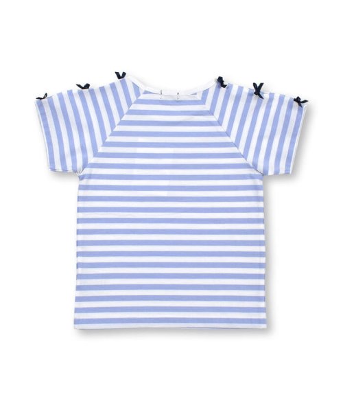 BeBe(ベベ)/ボーダー 肩開き リボン ロゴプリント 半袖 Tシャツ （90～150cm）/img06