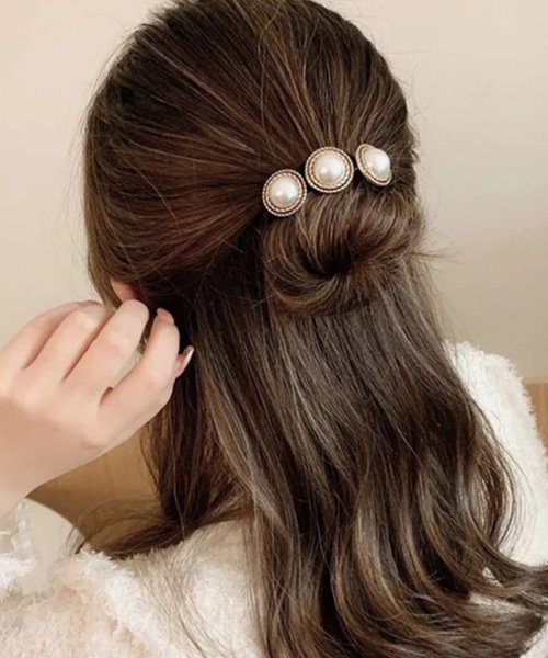 セール お団子ヘア シニヨン ヘアアレンジスティック ヘアピン 簡単 真珠 ヘアメーカー ヘアアクセサリー 髪飾り 上品 パーティー飾り 韓国ファッション セイヘイショップ Seiheishop Magaseek