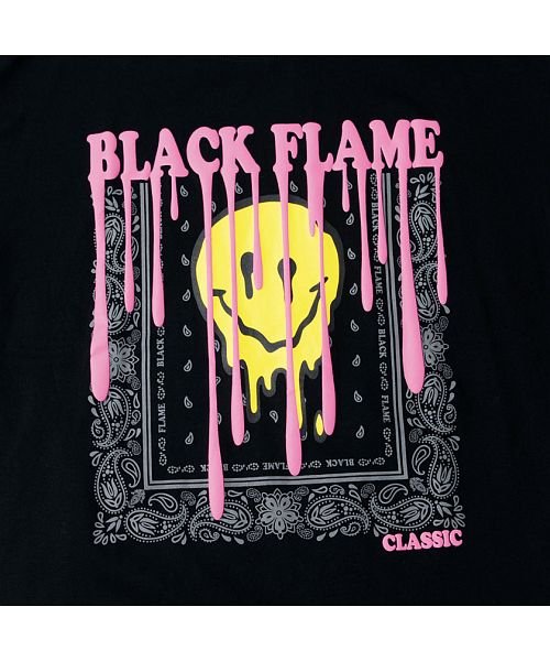 SB Select(エスビーセレクト)/BLACK FLAME バンダナ柄×スマイルプリントクルーネック半袖ビッグTシャツ メンズ ロゴ バンダナ柄  ビッグシルエット/img10