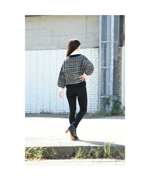 MAC HOUSE(women)(マックハウス（レディース）)/NAVY ネイビー Rich Black ハイウエストボタンスキニー MBL2020－EHI/img04