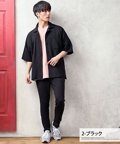 TopIsm(トップイズム)/上下セット/オープンカラーシャツジャケットとワイドパンツ韓国ファッション/img05