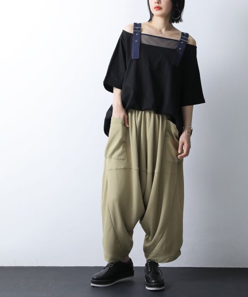 セール 変形ドレープサルエルパンツ オシャレウォーカー Osharewalker Magaseek