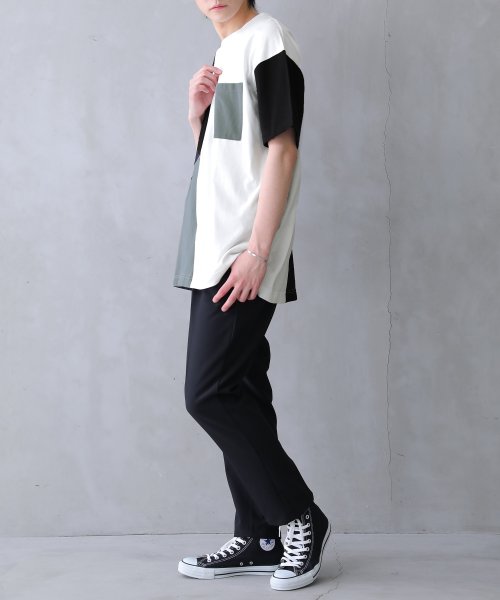 osharewalker(オシャレウォーカー)/『アシメ配色コットンTシャツ』/img03