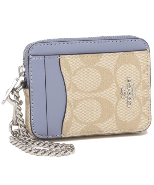 COACH(コーチ)/コーチ アウトレット カードケース コインケース シグネチャー ベージュ ブルー レディース COACH C0058 SVSHF/img01